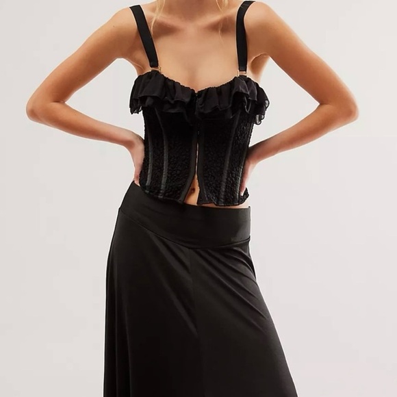NWT $178 HAH Free People Seams Like A Princess Corset Small Top Noir Black Lace - Picture 3 of 16